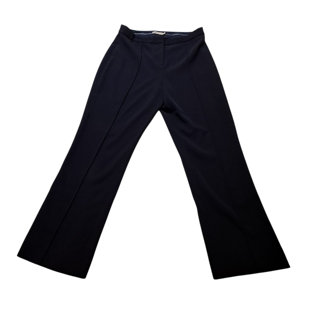 Tory Burch Dress Pants Womens 10 Navy Blue Flare Leg Work Wool Blend Designer‎